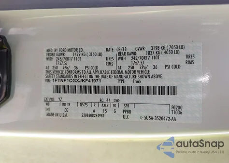 2018 Ford F-150 Xl from USA, damaged, VIN 1FTNF1CGXJKF41971